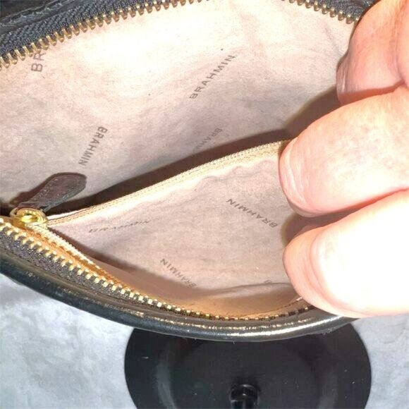 Brahmin Women's Pecan Croc-Embossed Leather Shoulder Bag - EUC - Picture 12 of 15